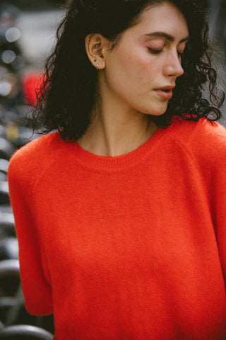 Pull en Baby Alpaga col rond manches courtes