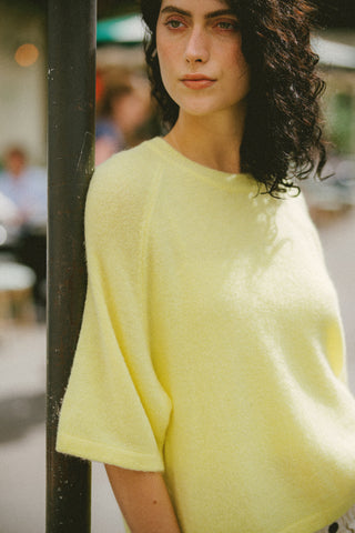 Pull en Baby Alpaga col rond manches courtes
