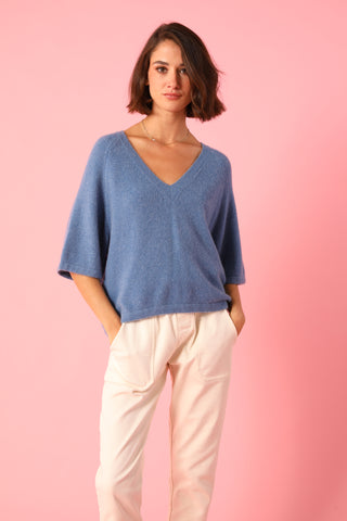 Pull col V manches courtes