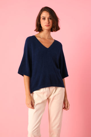 Pull col V manches courtes
