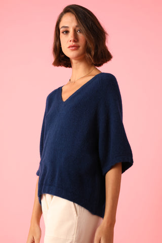 Pull col V manches courtes