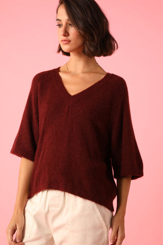 Pull col V manches courtes