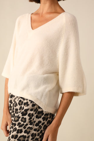 Pull col V manches courtes