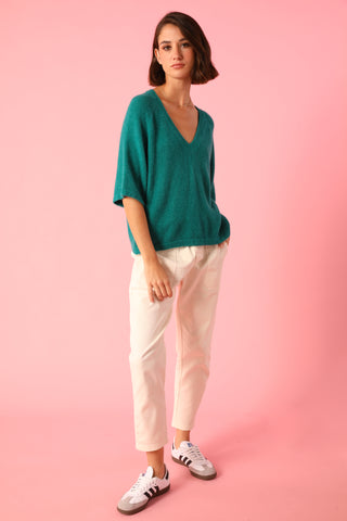 Pull col V manches courtes