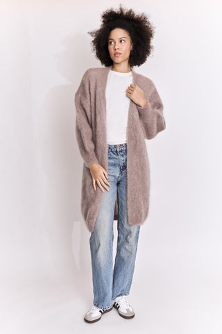 Gilet long en Kid Mohair