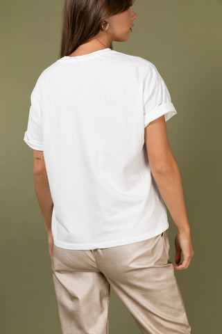 T-shirt délavé Amour glitter col rond