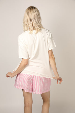 T-shirt délavé Amour glitter col rond