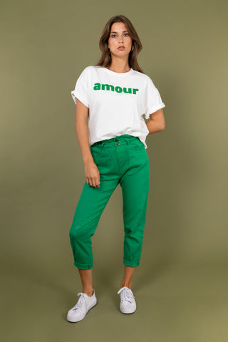 T-shirt délavé Amour col rond
