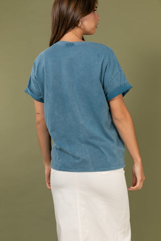 T-shirt délavé Amour col rond
