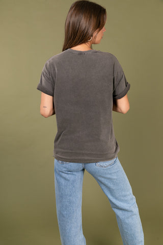 T-shirt délavé Amour col rond