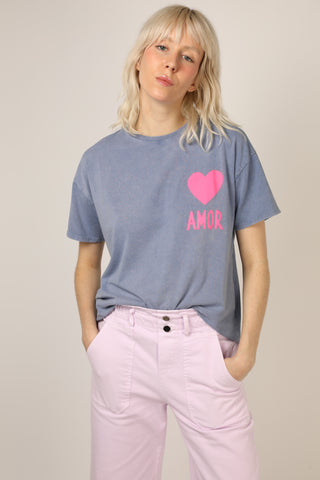 T-shirt délavé Amor col rond