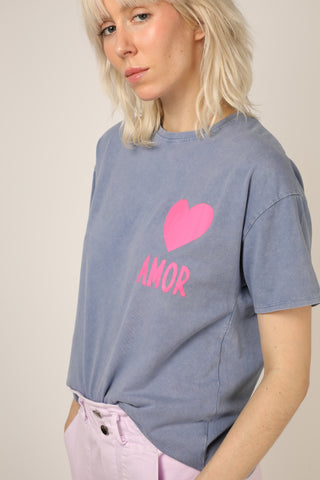 T-shirt délavé Amor col rond