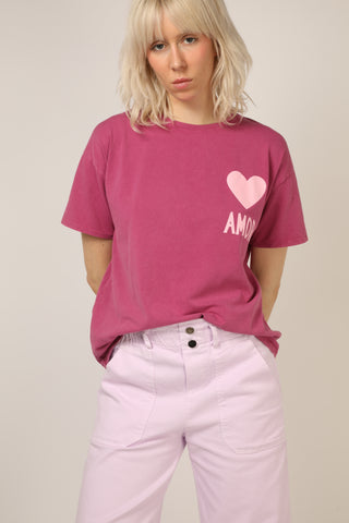 T-shirt délavé Amor col rond
