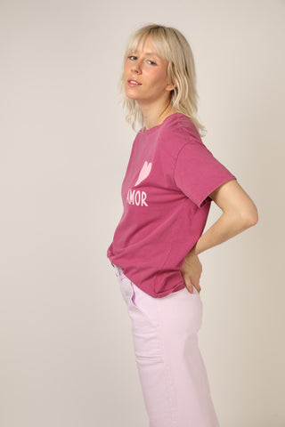 T-shirt délavé Amor col rond