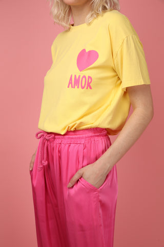 T-shirt délavé Amor col rond