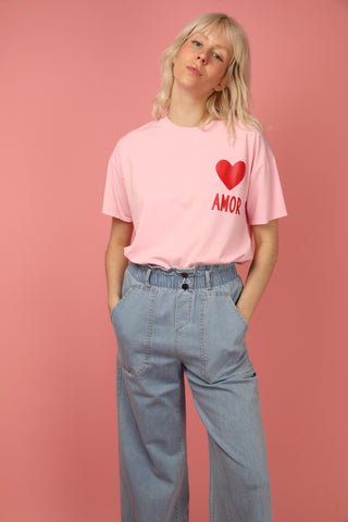 T-shirt délavé Amor col rond