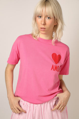 T-shirt délavé Amor col rond