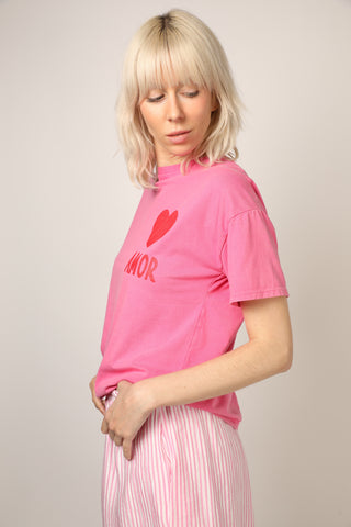 T-shirt délavé Amor col rond