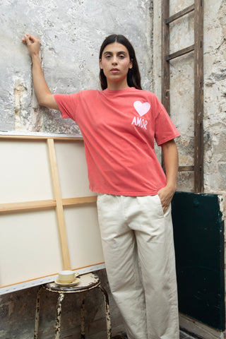 T-shirt délavé Amor col rond