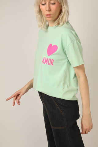 T-shirt délavé Amor col rond
