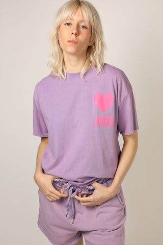 T-shirt délavé Amor col rond