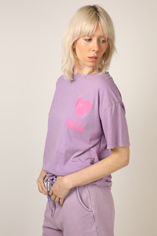 T-shirt délavé Amor col rond