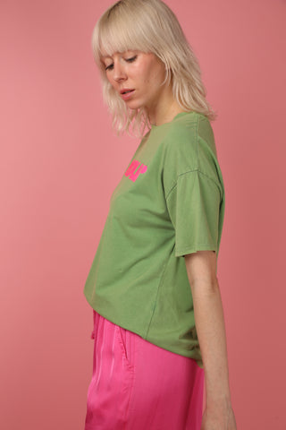 T-shirt délavé Amour col rond