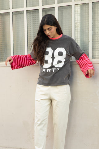 T-shirt délavé 88 Arty col rond