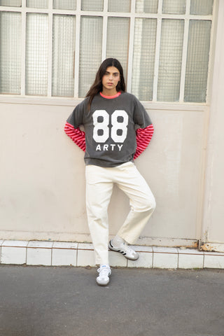 T-shirt délavé 88 Arty col rond