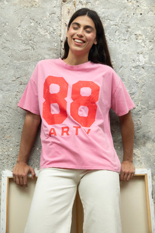 T-shirt délavé 88 Arty col rond