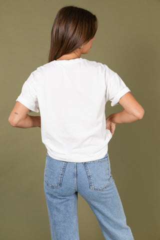 T-shirt délavé Amour col rond
