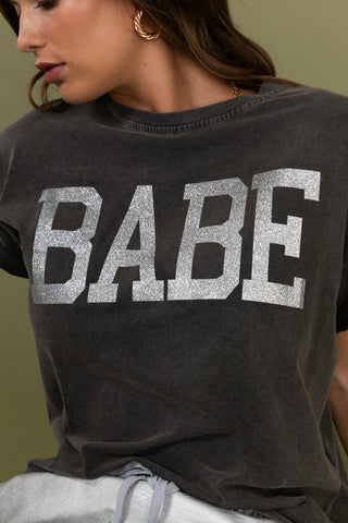 T-shirt délavé Amour col rond