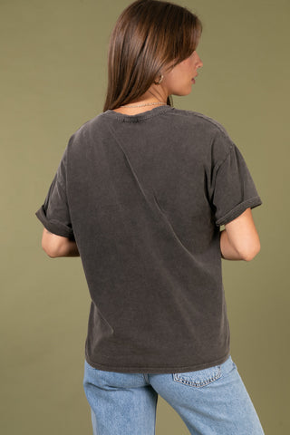 T-shirt délavé Amour col rond