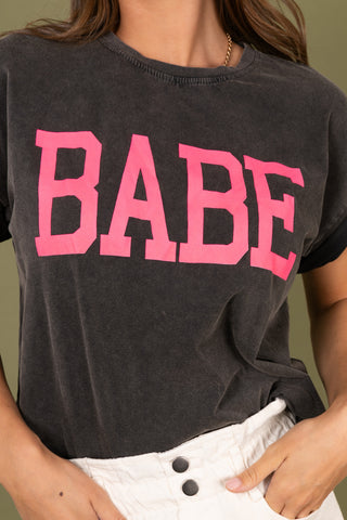 T-shirt délavé Babe col rond