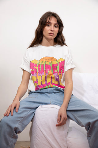 T-shirt délavé Super Chill col rond