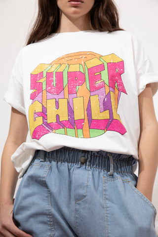 T-shirt délavé Super Chill col rond