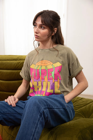 T-shirt délavé Super Chill col rond