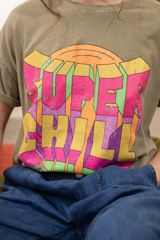 T-shirt délavé Super Chill col rond