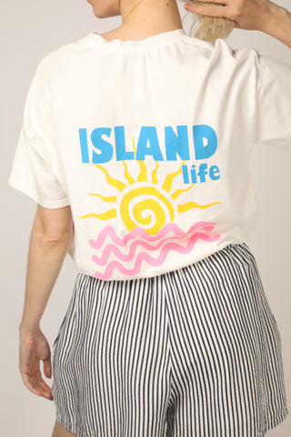 T-shirt délavé Island Life col rond