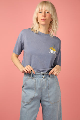 T-shirt délavé Island Life col rond