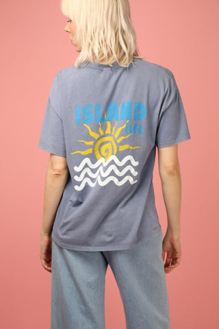 T-shirt délavé Island Life col rond