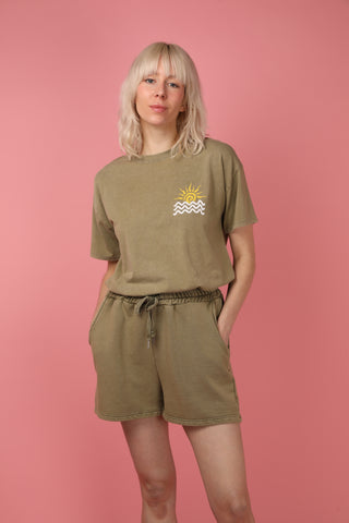 T-shirt délavé Island Life col rond