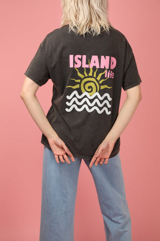T-shirt délavé Island Life col rond