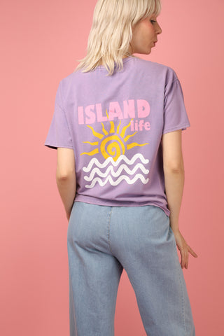 T-shirt délavé Island Life col rond