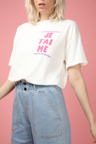T-shirt délavé Je t'aime Life col rond