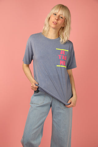 T-shirt délavé Je t'aime Life col rond