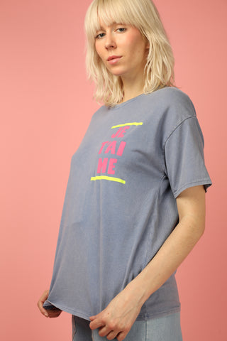 T-shirt délavé Je t'aime Life col rond