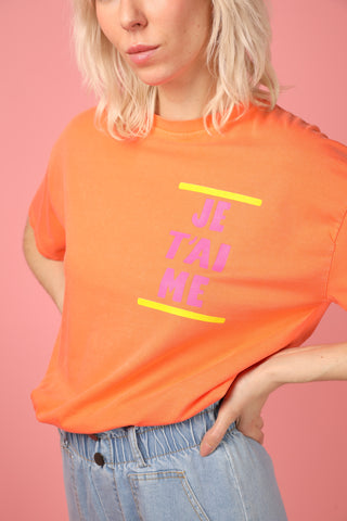 T-shirt délavé Je t'aime Life col rond