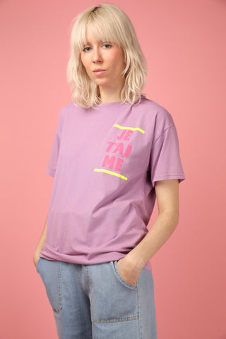 T-shirt délavé Je t'aime Life col rond