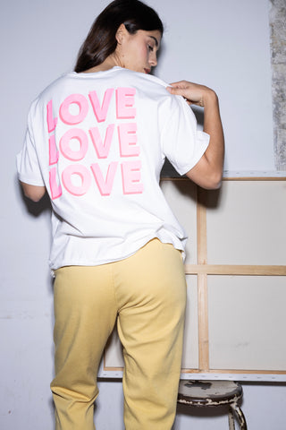 T-shirt délavé Love Love Love col rond